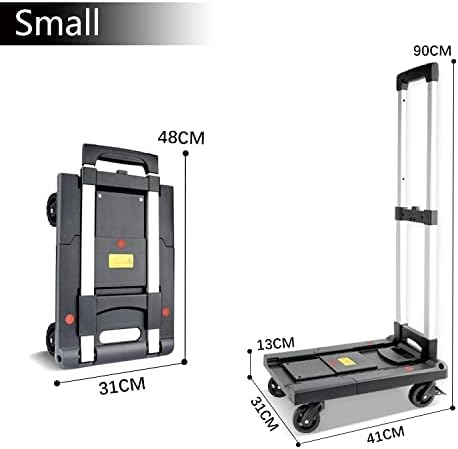 JSEIAJB Small Cart Express Small Pull Cart Pull Cart Folding Portable Pull Cargo Trolley Cargo Truck Home Trailer(M)