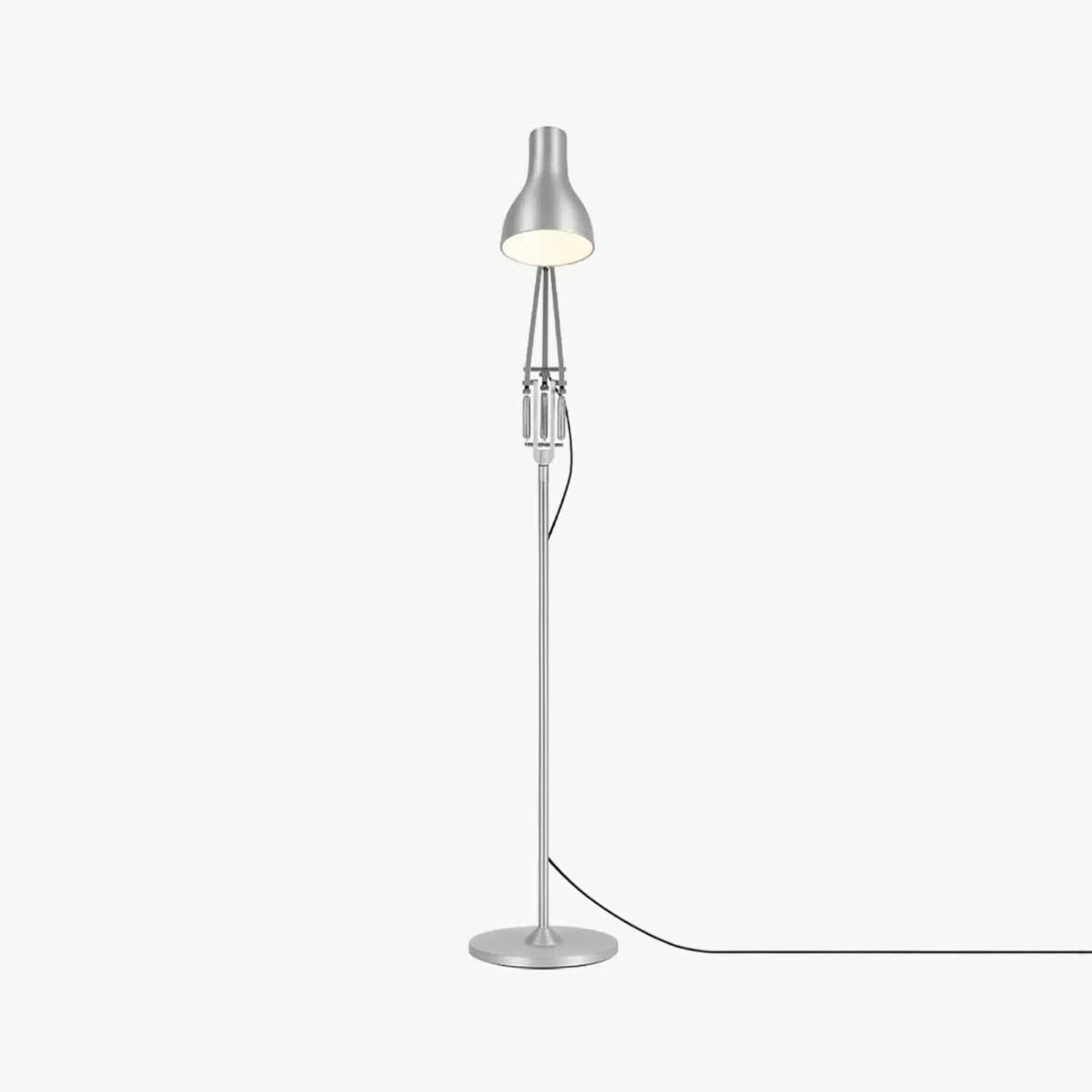 Anglepoise Type 75 Floor Lamp | Matte Paint Finish Cast Iron Base Aluminum Shade & Arms Chrome Plated Fittings Adjustable Reading Light for Home Office Bedroom Decor Essentials (Silver Lustre)