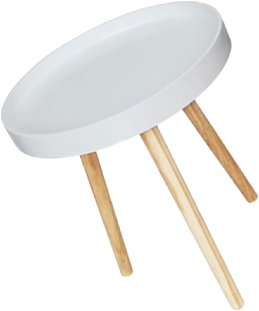 PRETYZOOM Modern Mini Round Sofa Side Table, Small White Scandinavian Tea Table for Living Room and Bedroom Corner Use