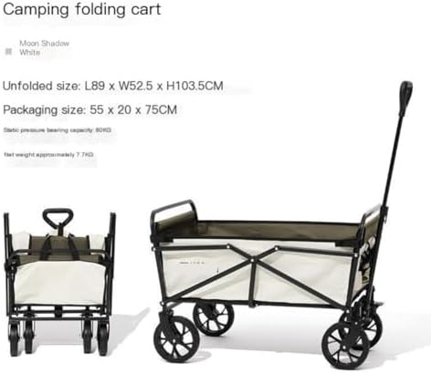 Portable Camping Cart,Outdoor Beach Trolley Cart with Brake Portable Folding Camping Car for Outdoor Activities (White)
