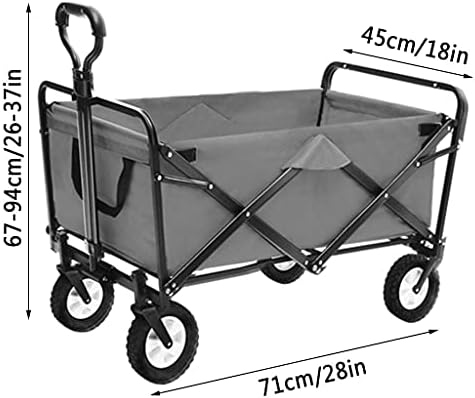 Pull Along cart Outdoor Folding Utility Wagon Folding Garden Trolley Beach Trailer Handle Cart with 4 Wheels Load-Bearing 60kg / 132lbs for Shopping Fishing (Style 1)