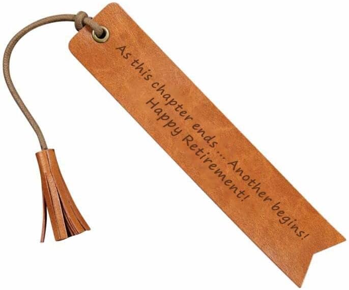 at This Chapter Ends Another Begins Happy Retirement Reader Leather Bookmark Wedding Party Gift Engraved Wedding Reader (Life is a Book)