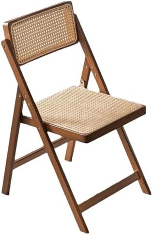 Leather Upholstered Chair,Mid Century Vintage Rattan Wood Chair with Adjustable Back Stackable Leisure Chair for Bedroom Living Room Reading Room Dining Brown Comfortable Rattan Seat