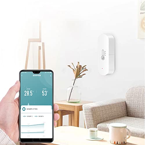 WiFi Smart Temperature and Humidity Monitor Sensor Compatible with Alexa,Google Assistant. with App Alert, for Home Pet Greenhouse.