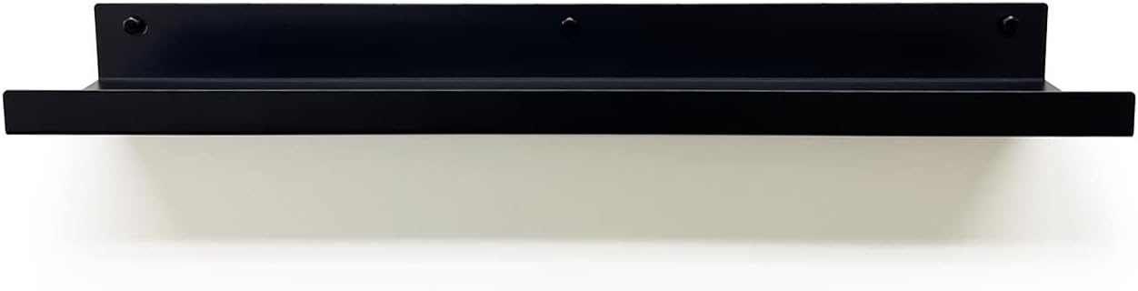 Mitus Floating Display Shelf - Wall Mounted - Modern Industrial Metal Channel Ledge Black, 24 inch