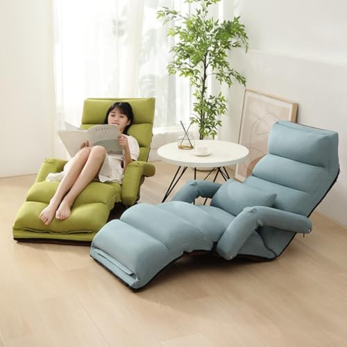 Foldable Lazy Sofa Bed,Adjustable Floor Chair Chaise Lounge with Armrest and Footrest, Folding Floor Gaming Chair,for Reading Living Room Bedroom Indoor Foldable Lazy Sofa