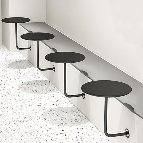 Round Pub Bar Table,Round Bar Table Wall Mounted Coffee Cocktail Drink Leisure Table,Indoor Sofa Side/End Table, Black Metal Iron L-Type Dining Table for Small Spaces (35x35x45cm
