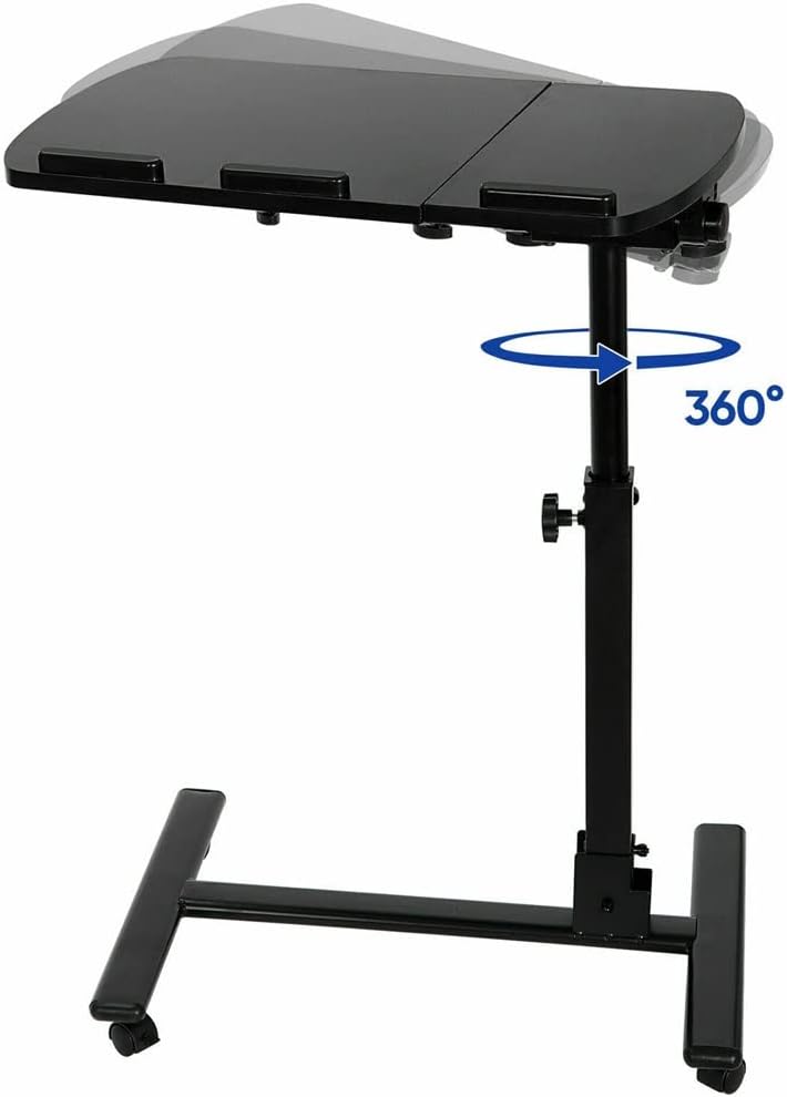 Angle Height Adjustable Rolling Laptop Desk Over Sofa Bed Notebook Table Stand