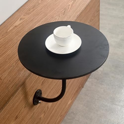 Round Pub Bar Table,Round Bar Table Wall Mounted Coffee Cocktail Drink Leisure Table,Indoor Sofa Side/End Table, Black Metal Iron L-Type Dining Table for Small Spaces (35x35x45cm