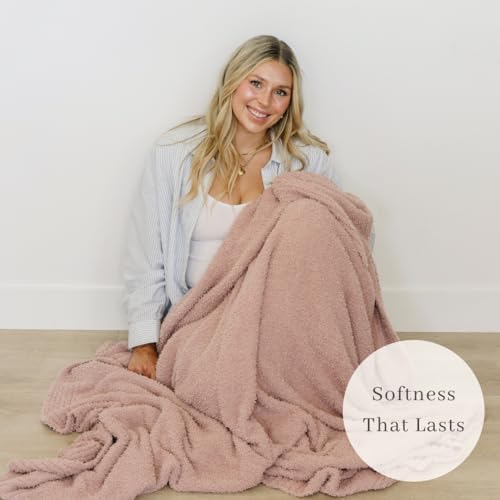 SARANONI Bamboni Luxury Throw Blanket | Oversized Super Soft Plush Home Decorative Comfy Blankets for Couch or Bed | Pink - X-Large 60” x 80”