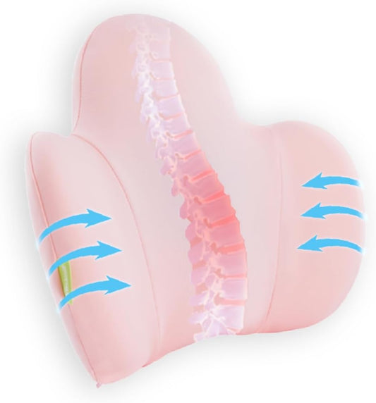 Lumbar Support Pillow for Office Chair, Gaming Chair, Car Driver Seat Back Cushion, Bed & Couch, Gifts for Friends and Parents,Ergonomic Back Support Pillow with Comfortable Memory Foam(Pink)