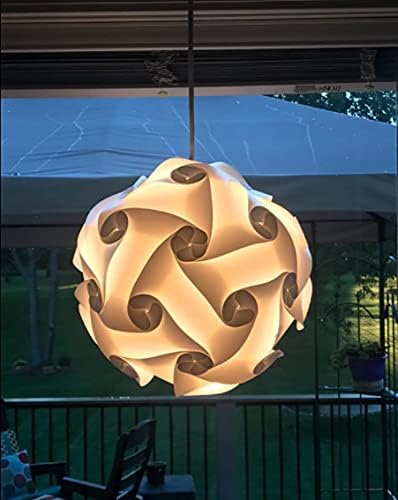 DIY IQ Jigsaw Puzzle Lamp Shade Ceiling Pendant Lampshade Kit with 15 Feet Hanging Cord (White, M-10 inch)