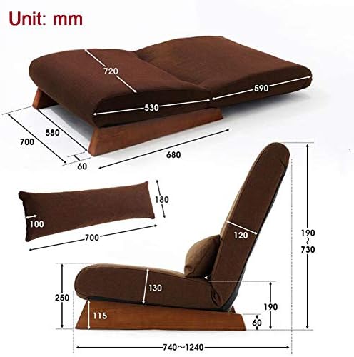 Floor Chair, Individual Folding Meditation Chair Adjustable Backrest with Removable Footstool Lazy Lounge Sofa Chair Japanese-Style for Reading Games, 3 Colour (Color : Bro