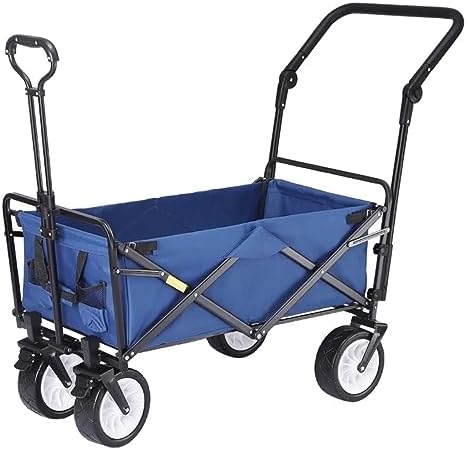 Portable Camping Cart,Heavy Duty Folding Camping Beach Wagon with 4 Wheels Outdoor Garden Shopping Cart for Fishing Pull Truck and Festivals