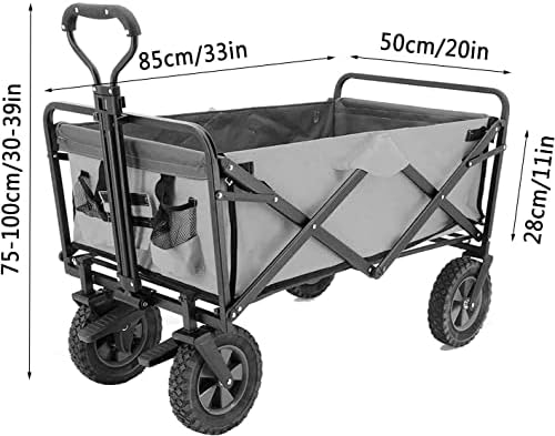 Portable Camping Cart,Beach Trolley Camping Trolley Adjustable Trailer Portable Foldable Garden Cart Double Brake System Load-Bearing 80kg/176lbs