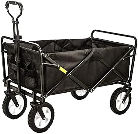 Portable Camping Cart,Outdoor Folding Utility Wagon Folding Wagon Cart, Heavy Duty Camping Trolley, Garden Cart with Universal Wheels & Adjustable Handle, Load-Bearing 100kg / 22