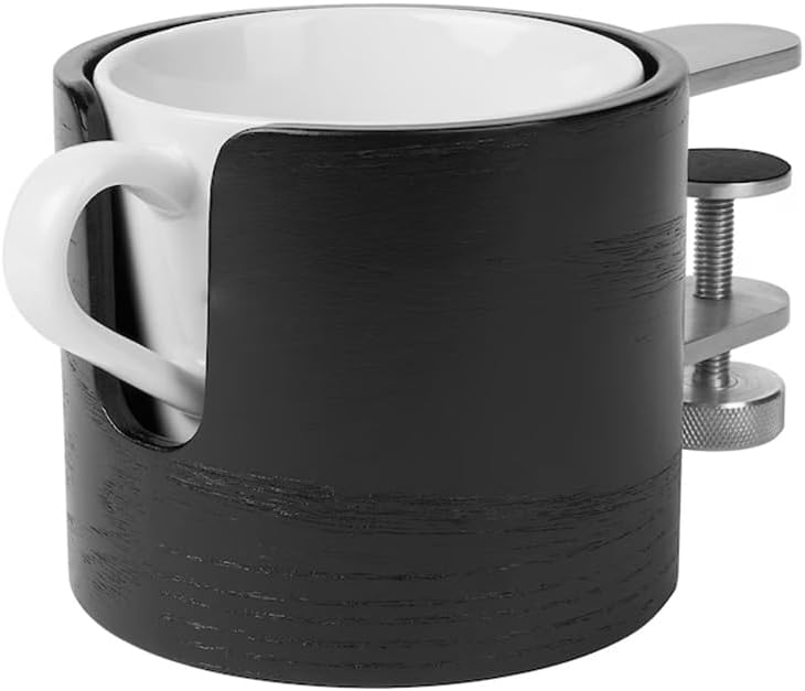 Desk Cup Holder 1Pack (Black), Table Edge Clamp Cup Holder for Home Office Desk, Gaming Desk Accessories, Computer Desk Accessories, Anti-Spill Cup Holder