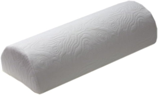 Soft Semi Roll Pillow Memory Foam Semi Round Neck Cervical Pillow for Neck Pain Half Cylinder Bolster Feet Legs Cushion (Beige White, 58×18×10cm/22.83"×7.09"×3.94")