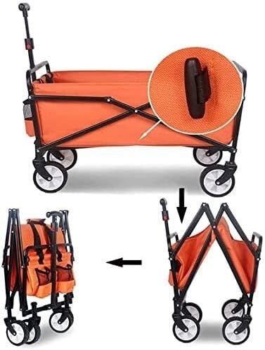 Folding Camping Utility Wagon with Adjustable Handle, All-Terrain Wheels, Heavy Duty Portable Garden Cart 100kg Load