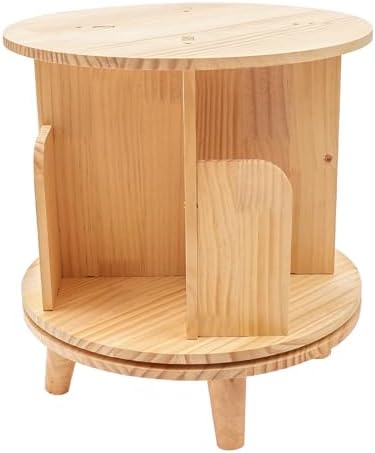Modern Rotating Bookshelf, Freestanding Bookcase 360° Display Storage Rack with Legs 4 Compartments for Living Room Study Office