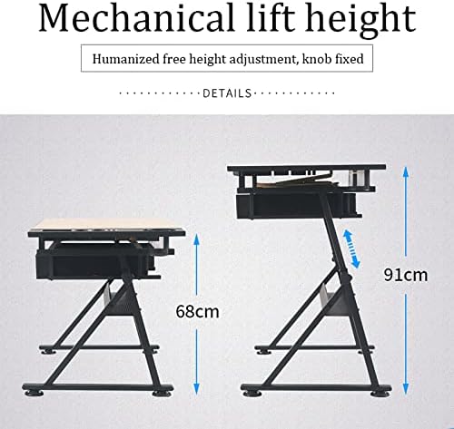Drawing Tilting Tablet,Drafting Desk, Extra Large Wood Drafting Table, Artist Drawing Table with Height Adjustable and Tilting Large Surface Tabletop, Two Drawer for Readin