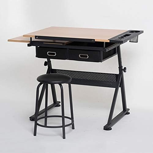 Drawing Tilting Tablet,Drafting Desk, Drafting Table with Storage, Height Adjustable Tiltable Art Desk, Maple Panel Drawing Desk, for Work Study Painting Craft Table