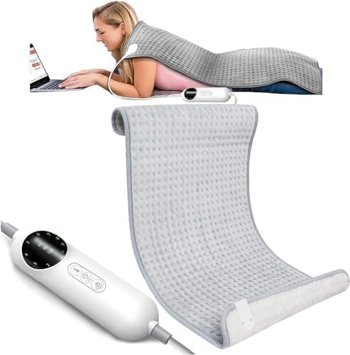 Heated Throw Blanket - 20"x40" Extra Large Heating Pad for Back Pain & Cramps Relief, 10 Heat Modes & 3 Timer Settings, Machine Washable, Electric Throw, Gifts for Her or Him