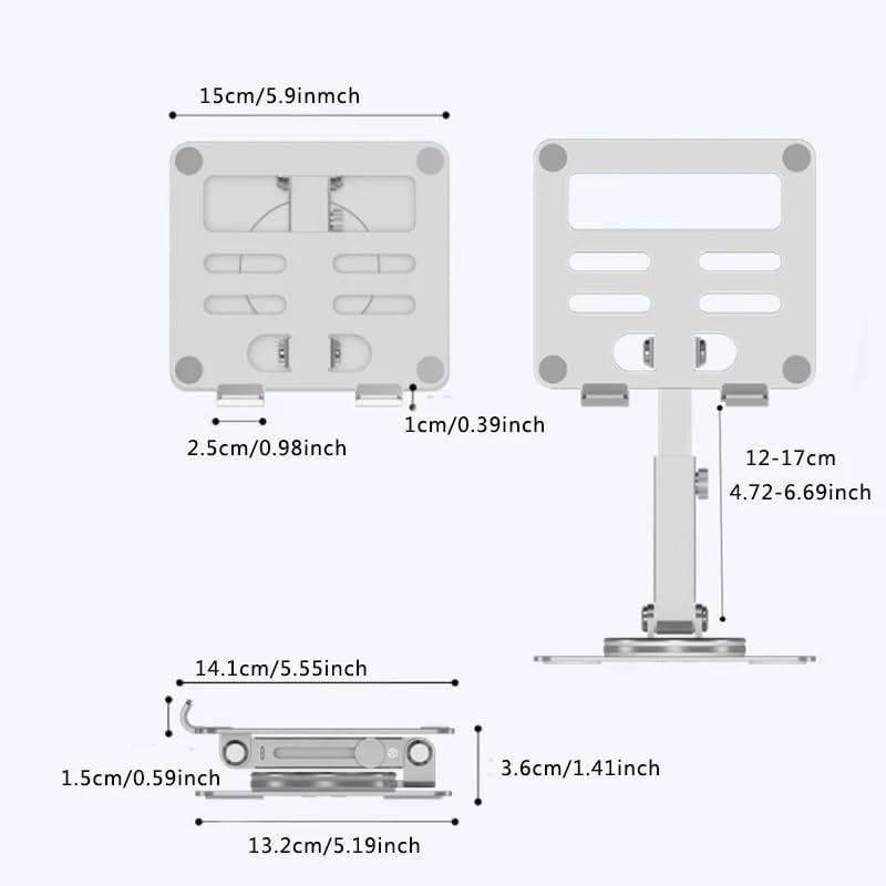 Tablet Stand Desktop 360 Degree Rotation, Multi Angle Height Adjustable Folding Suitable for