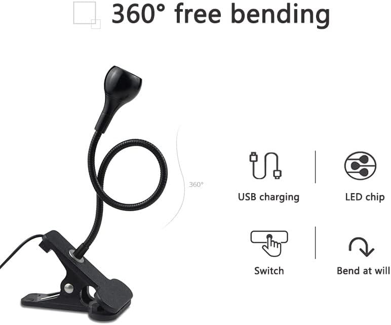 LED Desk Lamp Clip On Light,360Flexible Gooseneck and Clamp Reading Task Light ,Night Light Clip On for Desk, Bed, Headboard and Computers Silver