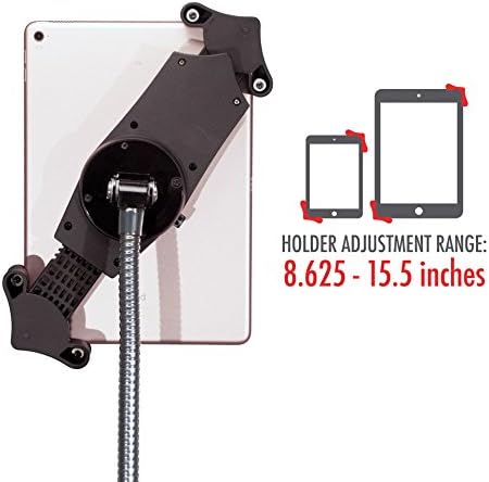 Gooseneck Floor Stand – CTA’s Compact, Adjustable Gooseneck with Swivel Casters for iPad 7th/ 8th/ 9th Gen 10.2”, iPad Air 4, 12.9”, Surface Pro, Zebra & Other 7-13” Tablets (PAD-CGS)