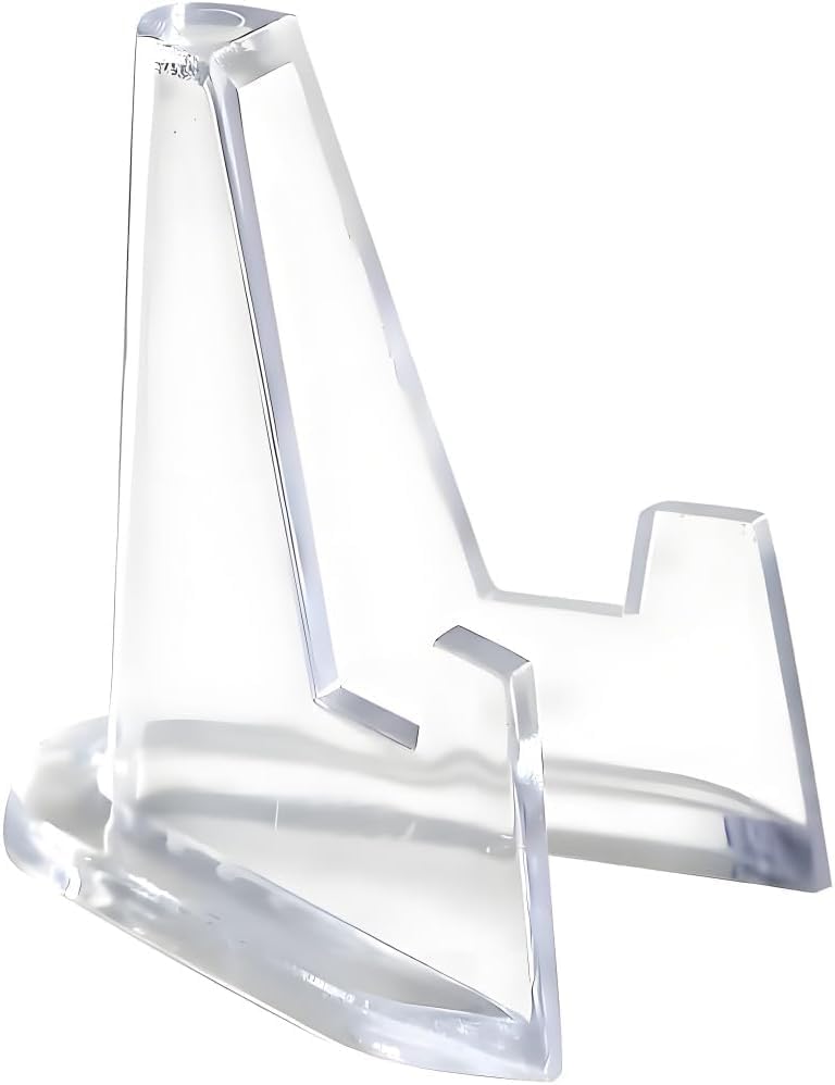 10Pcs Mini Acrylic Display Easel Stands, Acrylic Clear Coin Stands, Clear Card and Coin Holders for Collectibles