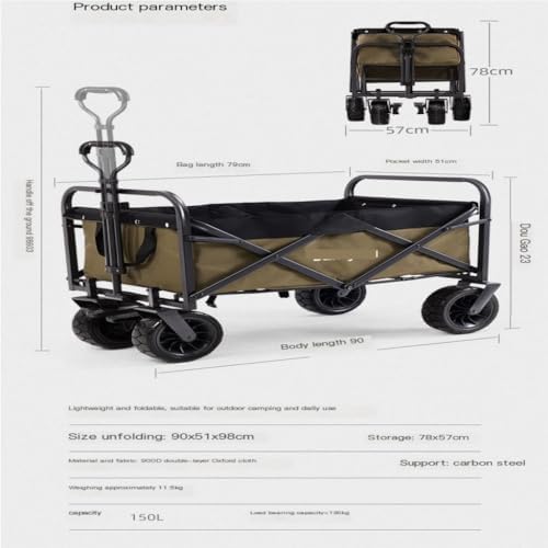 Portable Camping Cart,Outdoor Camping Beach Trolley Cart with Folding Design for Camping Picnics and Outdoor Activities