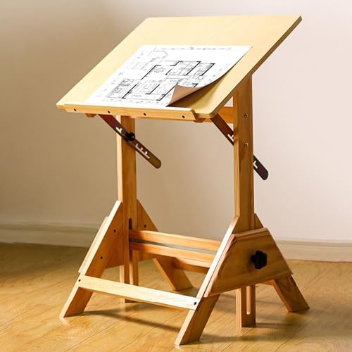 Drawing Tilting Tablet,Drafting Table,Drafting Table, Natural Design Solid Wood Artist Desk, Adjustable Height & Angle, Architect Table Writing Design Reading Studio (Size : 45 * 60cm/17.7 *