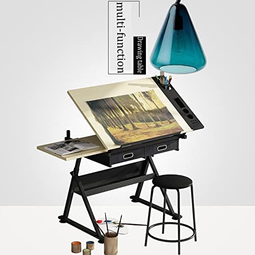 Drawing Tilting Tablet,Professional Drafting Desk, Wooden Drawing Table Adjustable Height Drafting Desk Drawing Table Tiltable Tabletop