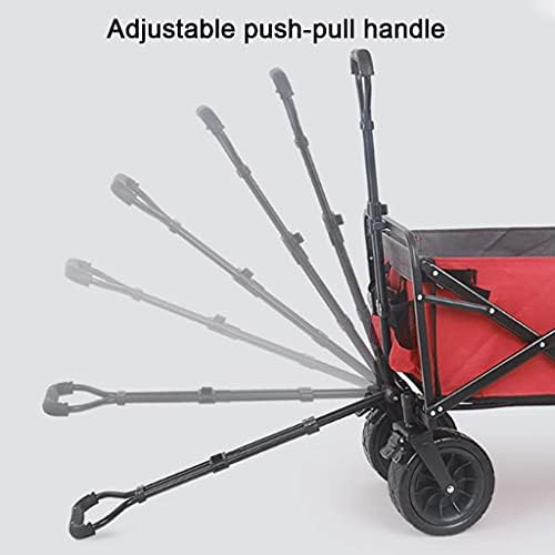 Foldable Beach Cart Utility Carts Folding Wagon Multifunctional Foldable Camping Cart 12 Bearing Universal Wheel Trolley Seat Belt Design 4 Large 8-inch Wheels Load Bearing 176lbs (Red 90 * 75 * 5