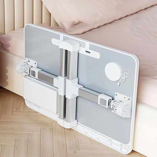 Adjustable Over-Bed Table, Foldable Laptop Desk with Storage Drawers & USB Port, Height-Adjustable Bed Tray Table for Home Office & Reading, XX999