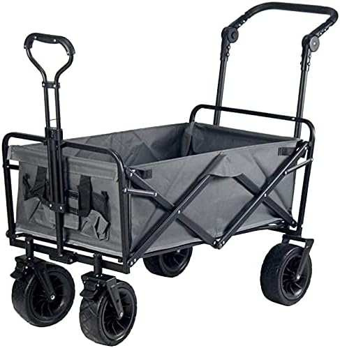 Outdoor Folding Utility Wagon l Portable Transport Vehicle Outdoor Garden Cart Folding Beach Wagon with Handle Dual Brake System Load-Bearing 100kg / 220lbs (Color : Style 1) (Style 2)