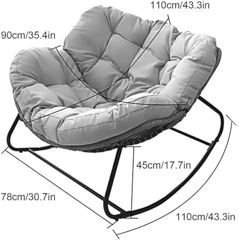 Rocking Outdoor Lounger Chair Chaise Lounge Zero Gravity Rocker,Ergonomic Outdoor Rocking Chair with Soft Thick Cushion Comfy Wicker Lounge Chair for Living Room Bedroom Reading Room Indoor