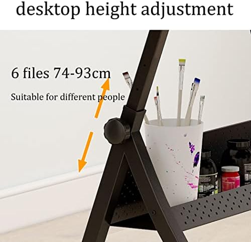 Drawing Tilting Tablet,Drafting Desk, Drafting Table for Artists, Height Adjustable Glass Writing Desk with Stool, Tiltable Drawing Table Craft/Art Desk, 2 Storage Drawer, P