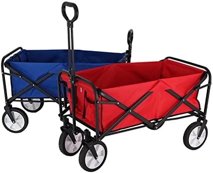 Portable Utility Wagon Home Garden Wagon Cart with Storage Basket Folding Cart Camping Cart Outdoor Wagon 4 Wheels Beach Trolley (Color : Black)