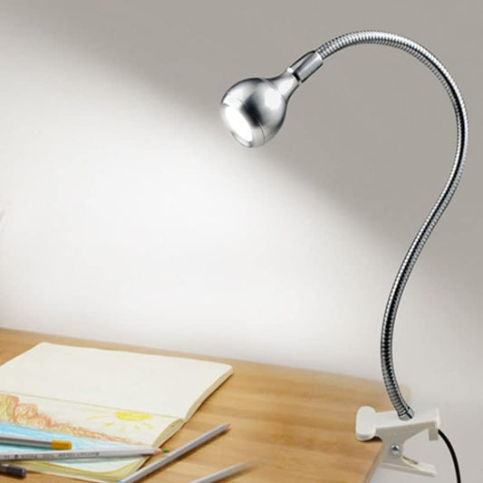LED Desk Lamp Clip On Light,360Flexible Gooseneck and Clamp Reading Task Light ,Night Light Clip On for Desk, Bed, Headboard and Computers Silver