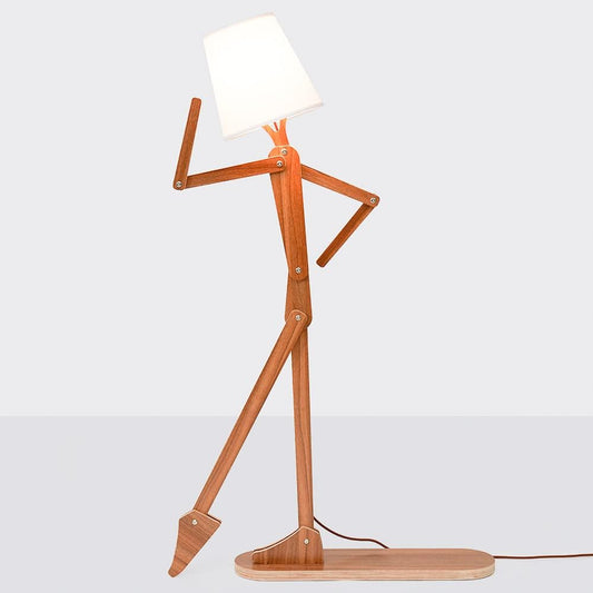 Cute Cool Floor Lamp for Living Room Bedroom Office Farmhouse - Corner Decorative Standing Reading Light Wood Swing Arm Design Gift for Kids/Boys/Girls Room, Dorm - Bulb Included (Walnut-M)