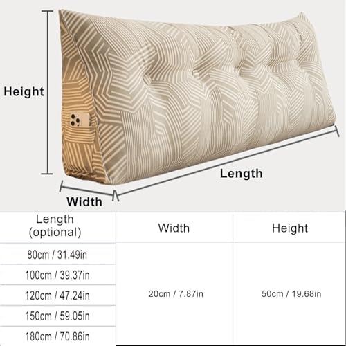 Large Triangular Wedge Pillow for Bed - Headboard Reading & Backrest Support Cushion, Perfect for Sitting Up Comfortably, 120cm - Ideal for Reading & Relaxation