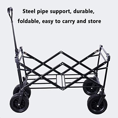 Portable Camping Cart,Outdoor Foldiutility Wagon Foldable Handcart, Garden Utility Truck with Adjustable Handle, Outdoor Pull Wagon, for Beach Fishipicnic, Load-Bea100Kg/220Lbs