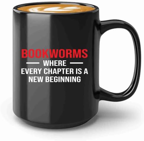Book Lover Coffee Mug 15oz Black -new beginning - Book Lovers Gifts Book Reader Gifts Book Club Gifts Book Reading Cup Reading Gifts