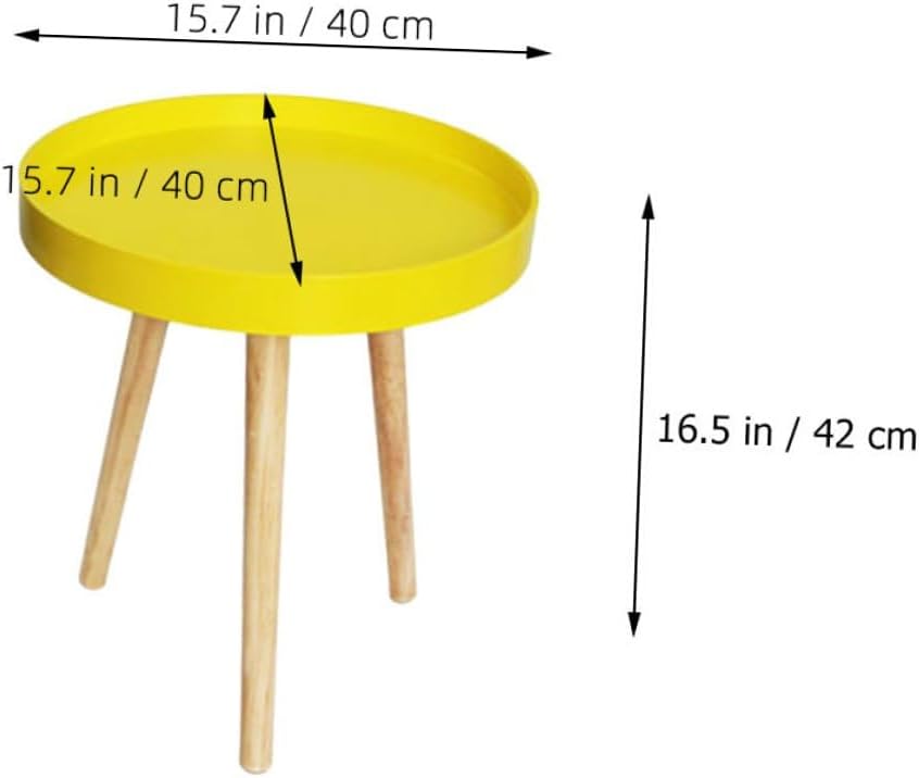 FAVOMOTO Nordic Style Mini Round Indoor Coffee Table Yellow Small Sofa Side Table with Tray Creative Household for Living Room and Bedroom