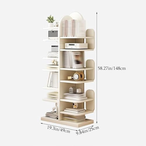 Modern Cactus Tree Bookshelf – Multi-Tier Narrow Tall Corner Bookcase for Small Spaces, Stylish Wood Organizer Shelves for Living Room, Bedroom, Home Office Storage