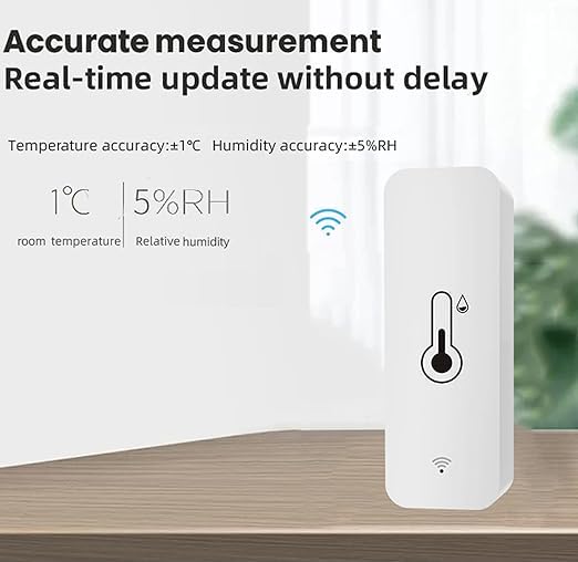 WiFi Smart Temperature and Humidity Monitor Sensor Compatible with Alexa,Google Assistant. with App Alert, for Home Pet Greenhouse.
