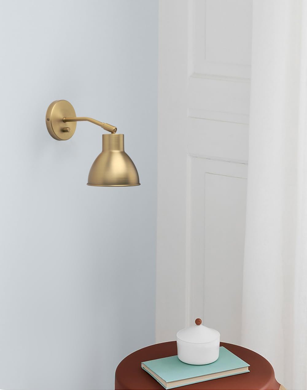 Yosoan Set of 2 Indoor Reading Wall Sconce with On Off Switch, Brass Modern Vintage Industrial with 340 Degree Angle Wall Mount Lamp Fixture, 5.7" Black Bowl Metal Shade Bedside Vanity Bunk(Antique)