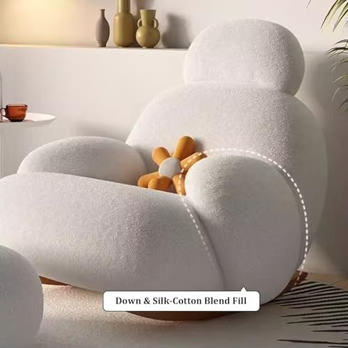 Modern Accent Rocking Chair with Footstool - Lambswool Fabric Single Sofa Couch for Living Room & Bedroom, Stylish Wood Legs, Cozy & Elegant Design, Space-Saving Comfort